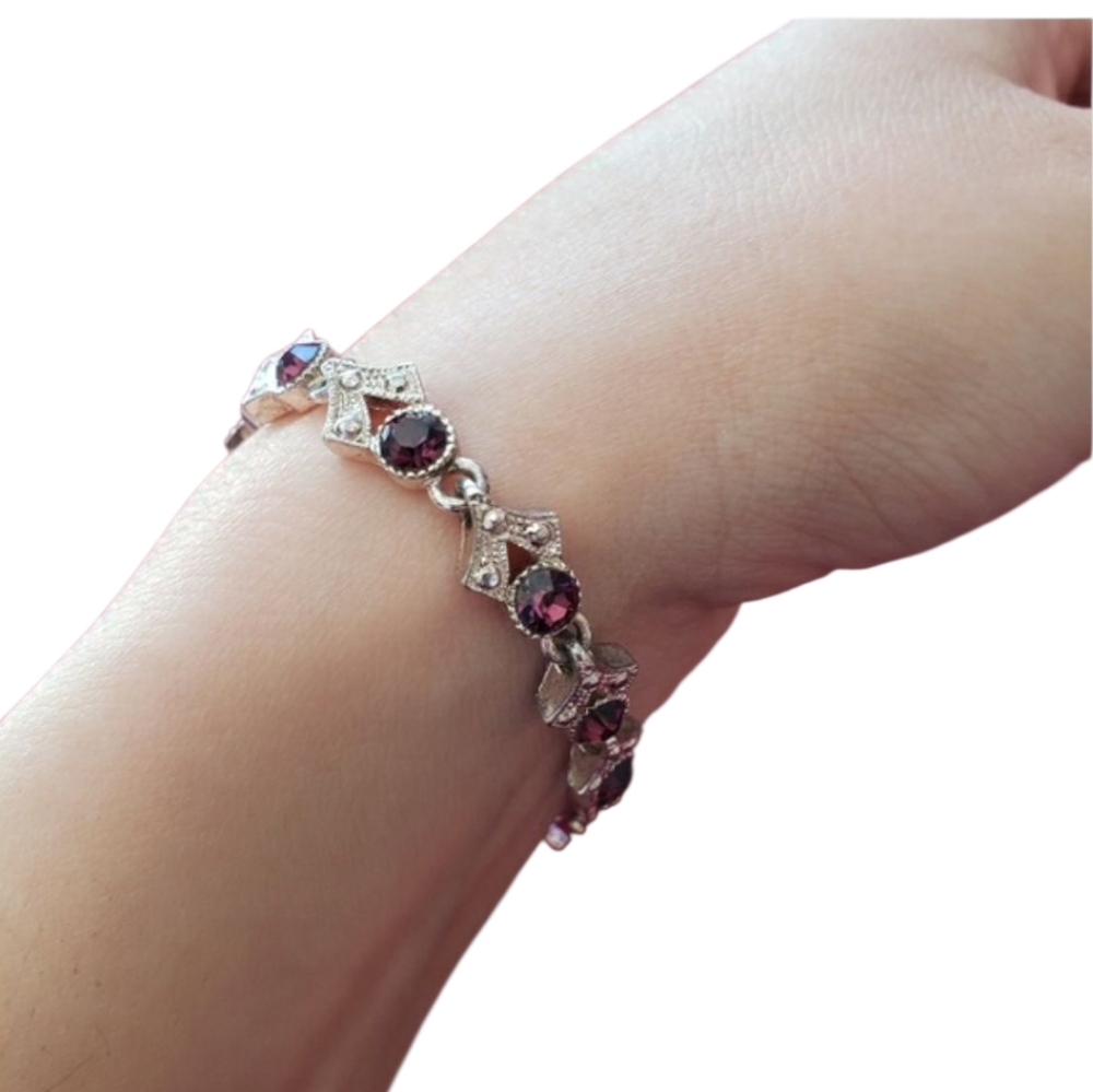 Vintage purple Rignstones bracelet - Picture 5 of 13